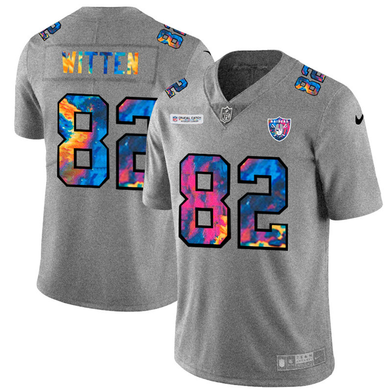 NFL Las Vegas Raiders #82 Jason Witten Men Nike MultiColor 2020  Crucial Catch  Jersey Grey